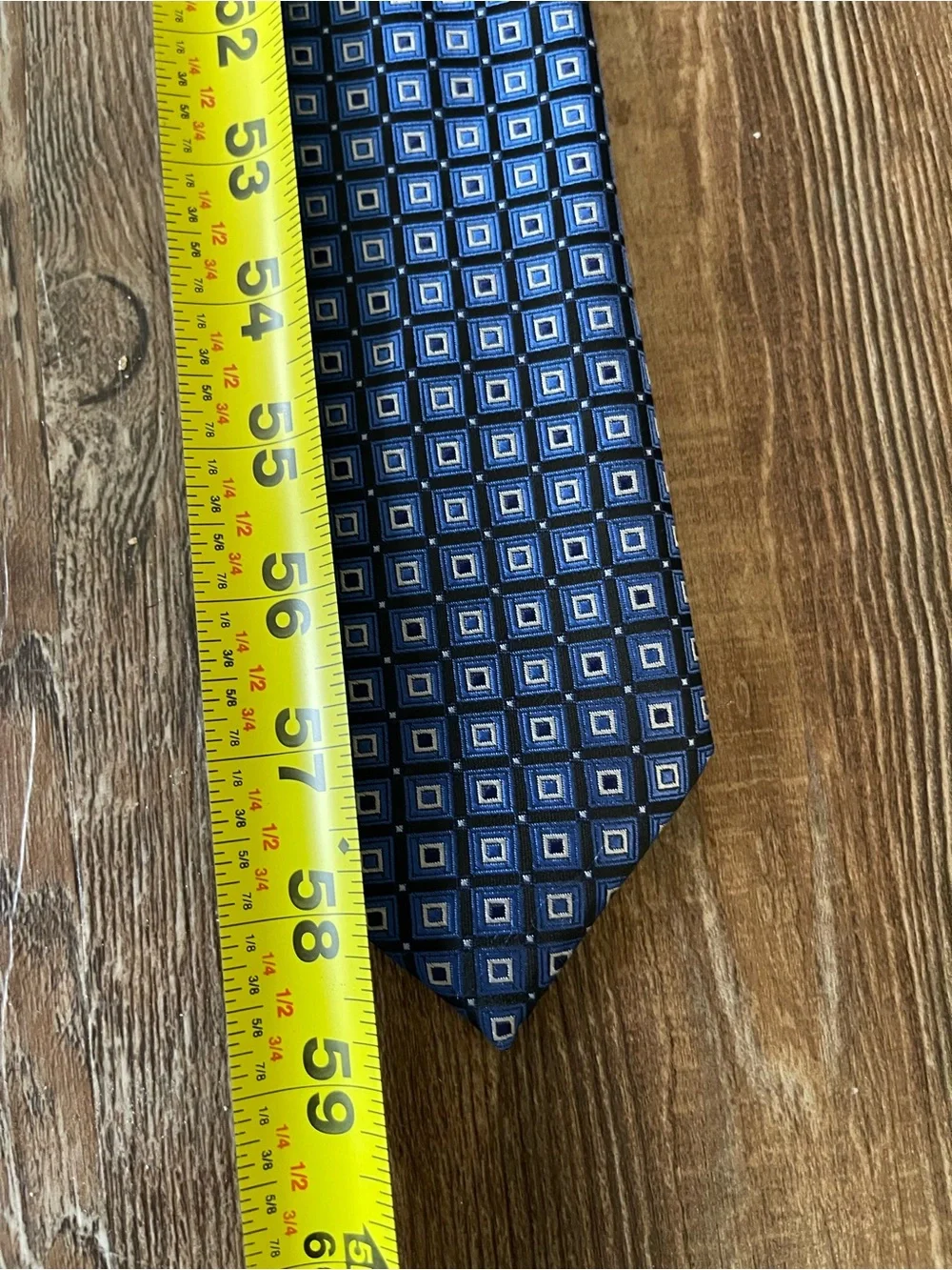 Bespoke Sleek Navy Geometric Polyester Tie 3”x59”